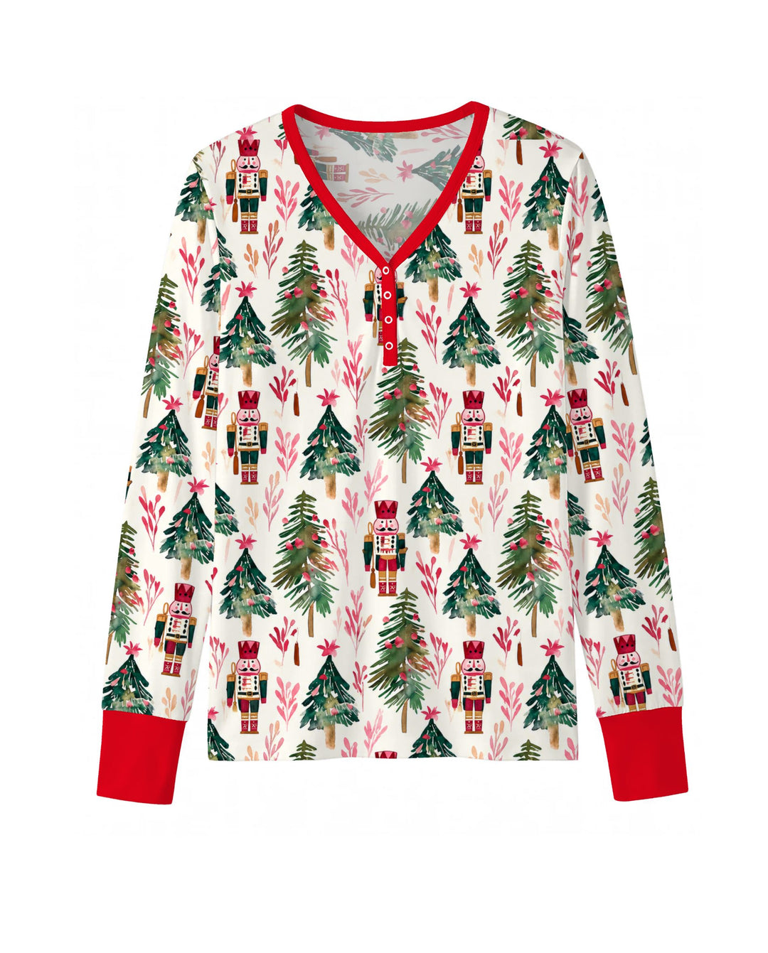Watercolor Nutcracker & Christmas Pine Trees Bamboo Women Pajama Set