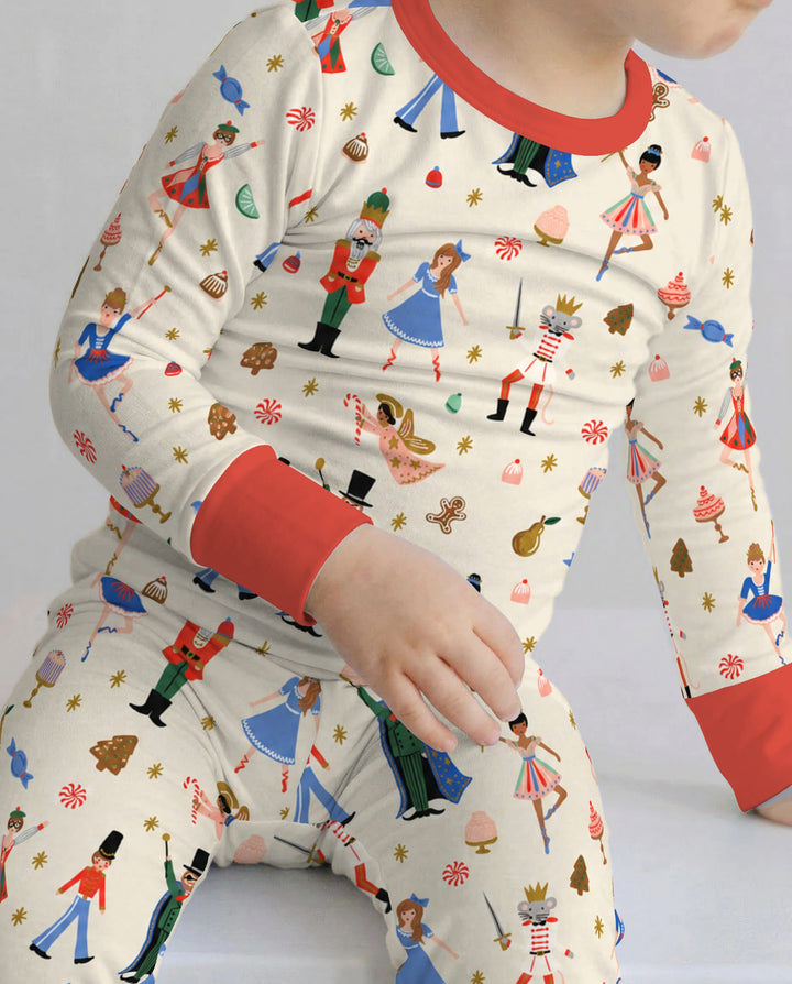 Whimsical Nutcracker Storybook Christmas Bamboo Two Piece Long Sleeve Pajama Set