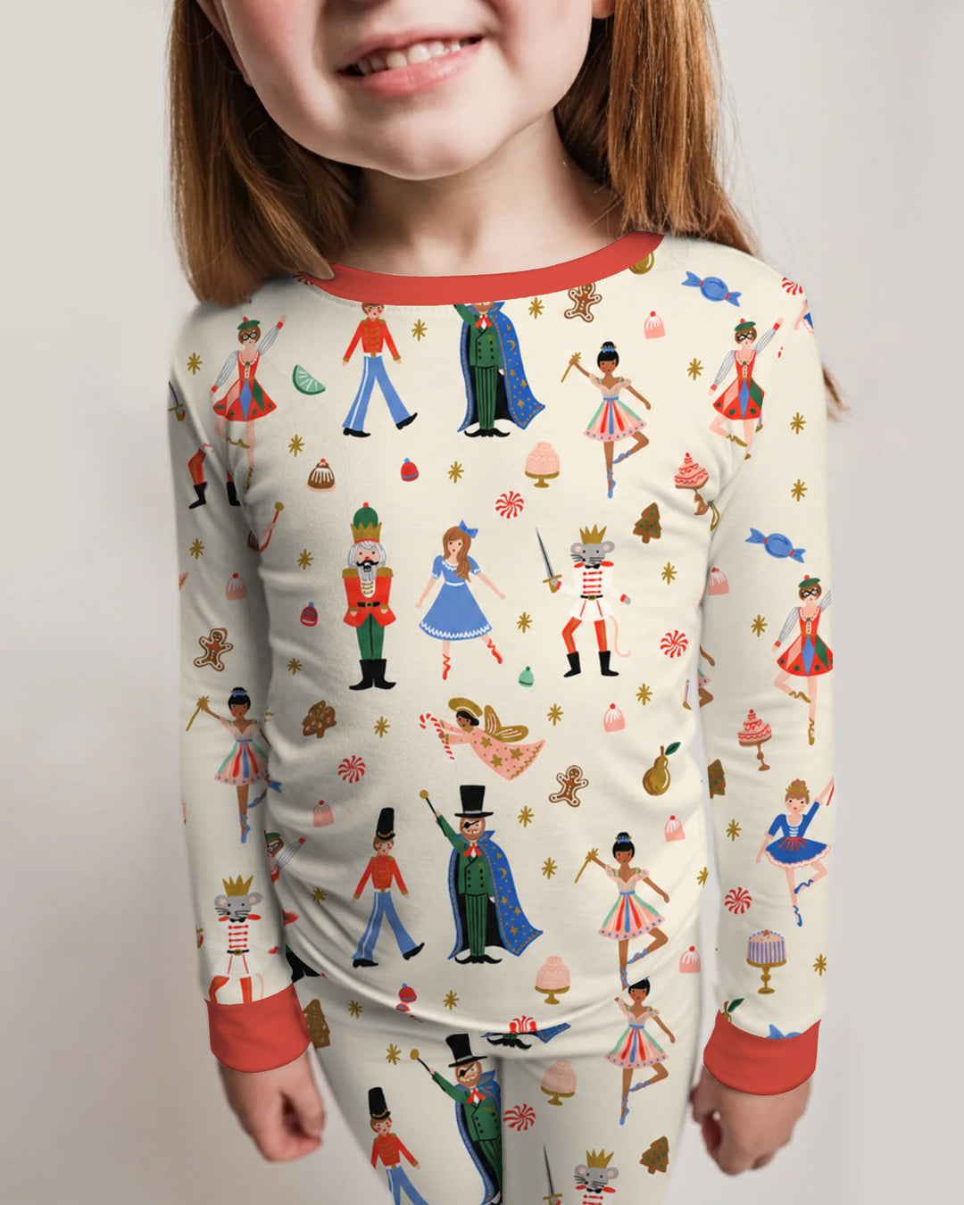 Whimsical Nutcracker Storybook Christmas Bamboo Two Piece Long Sleeve Pajama Set