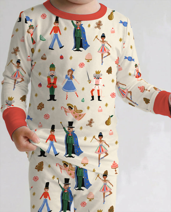 Whimsical Nutcracker Storybook Christmas Bamboo Two Piece Long Sleeve Pajama Set