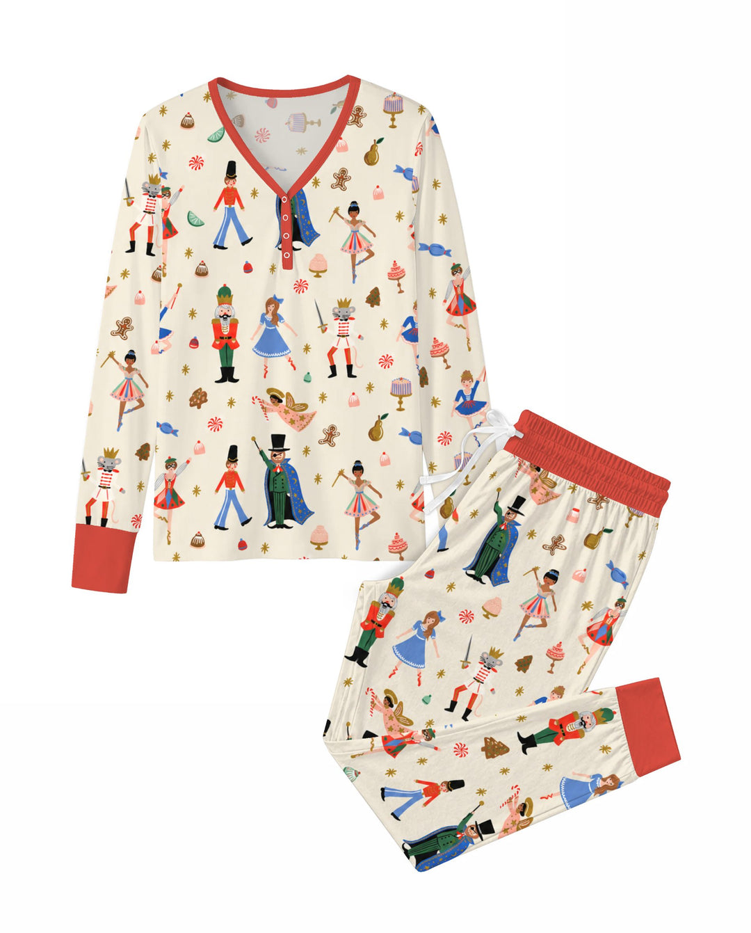Whimsical Nutcracker Storybook Christmas Bamboo Women Pajama Set