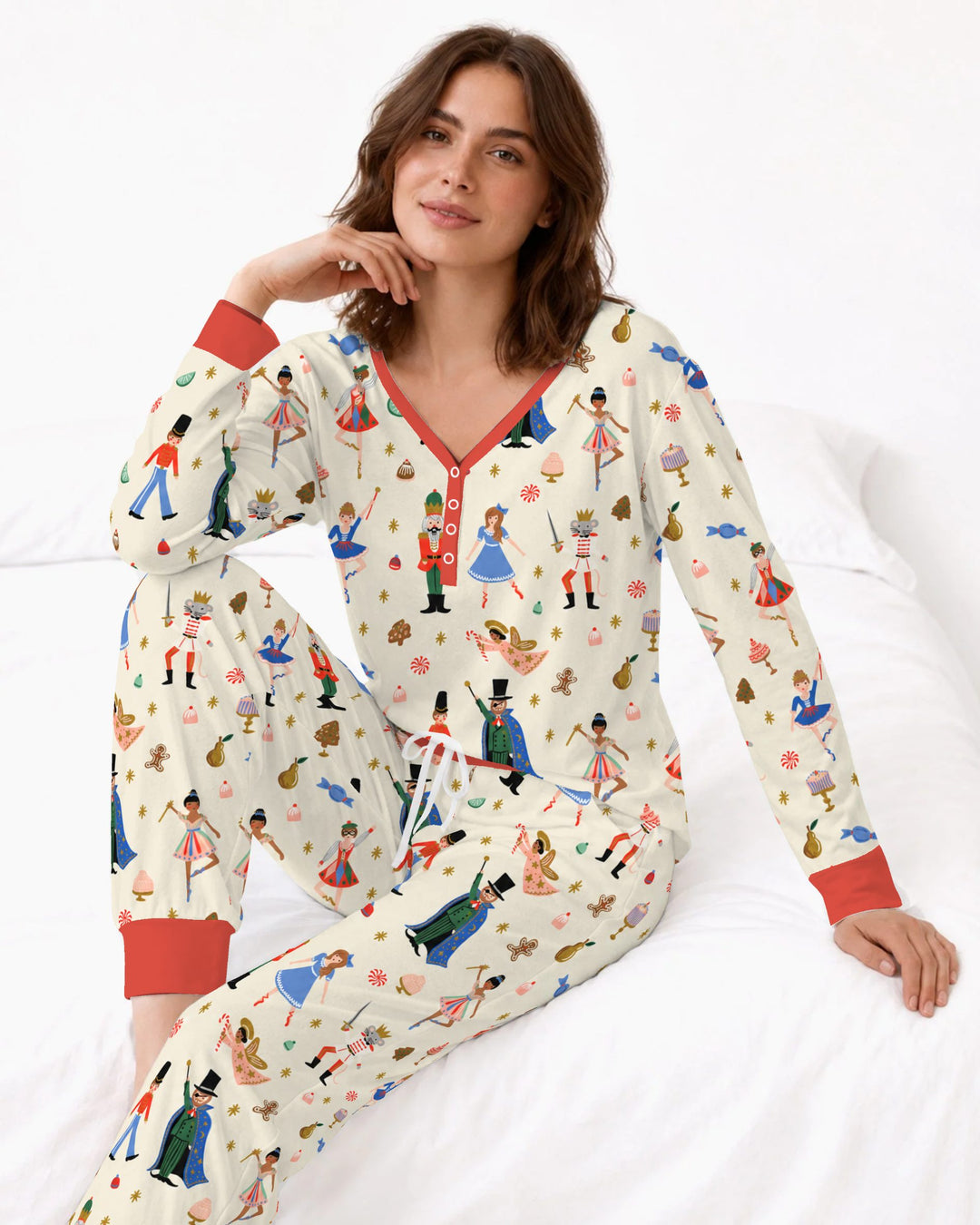 Whimsical Nutcracker Storybook Christmas Bamboo Women Pajama Set