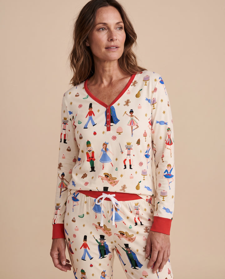 Whimsical Nutcracker Storybook Christmas Bamboo Women Pajama Set