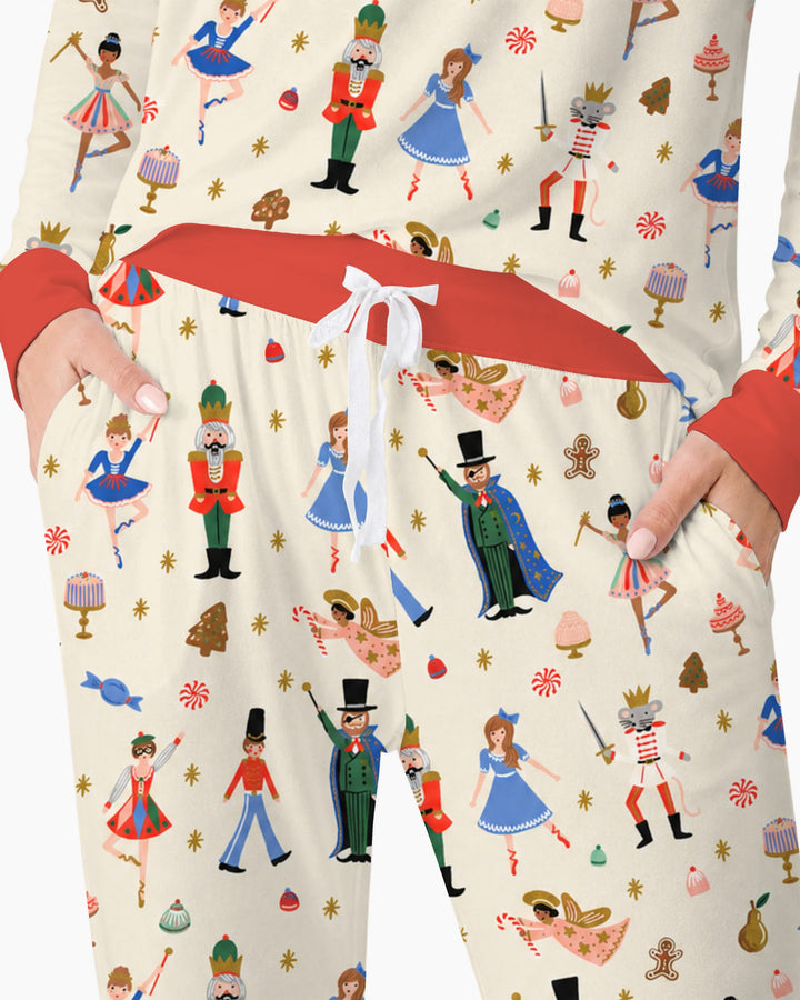 Whimsical Nutcracker Storybook Christmas Bamboo Women Pajama Set