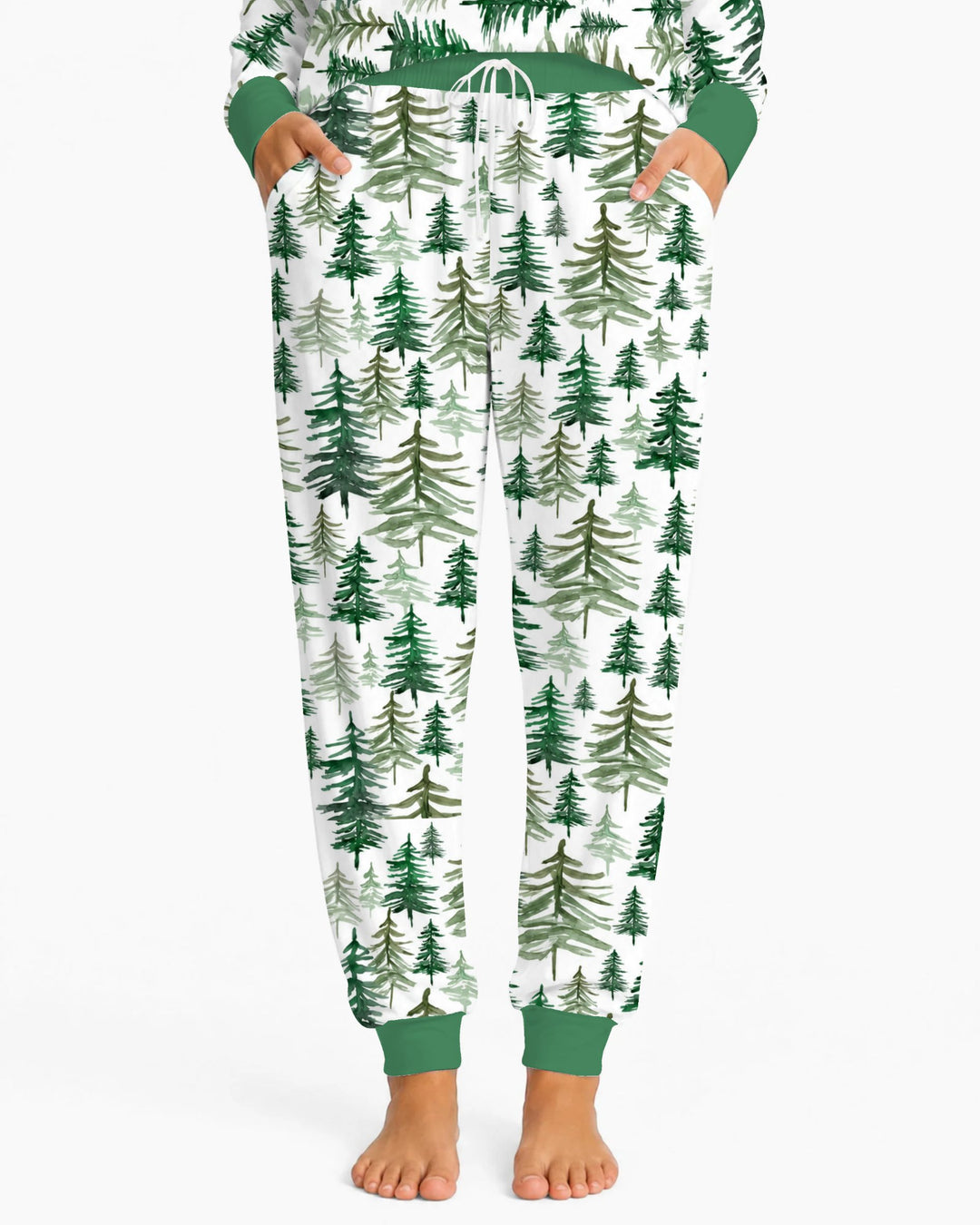 Watercolor Evergreen Pine Forest Bamboo Women Pajama Set