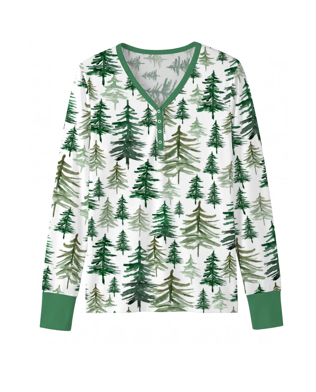 Watercolor Evergreen Pine Forest Bamboo Women Pajama Set