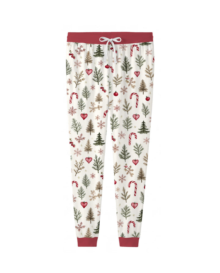 Rustic Christmas Evergreen & Candy Canes Bamboo Women Pajama Set