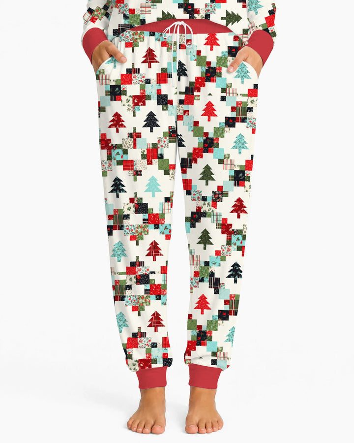 Christmas Patchwork Quilt & Trees Bamboo Women Pajama Set
