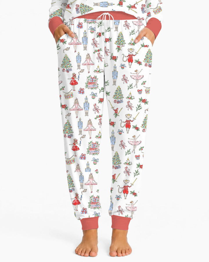 Nutcracker Ballet Christmas Storybook Seamless Pattern Bamboo Women Pajama Set