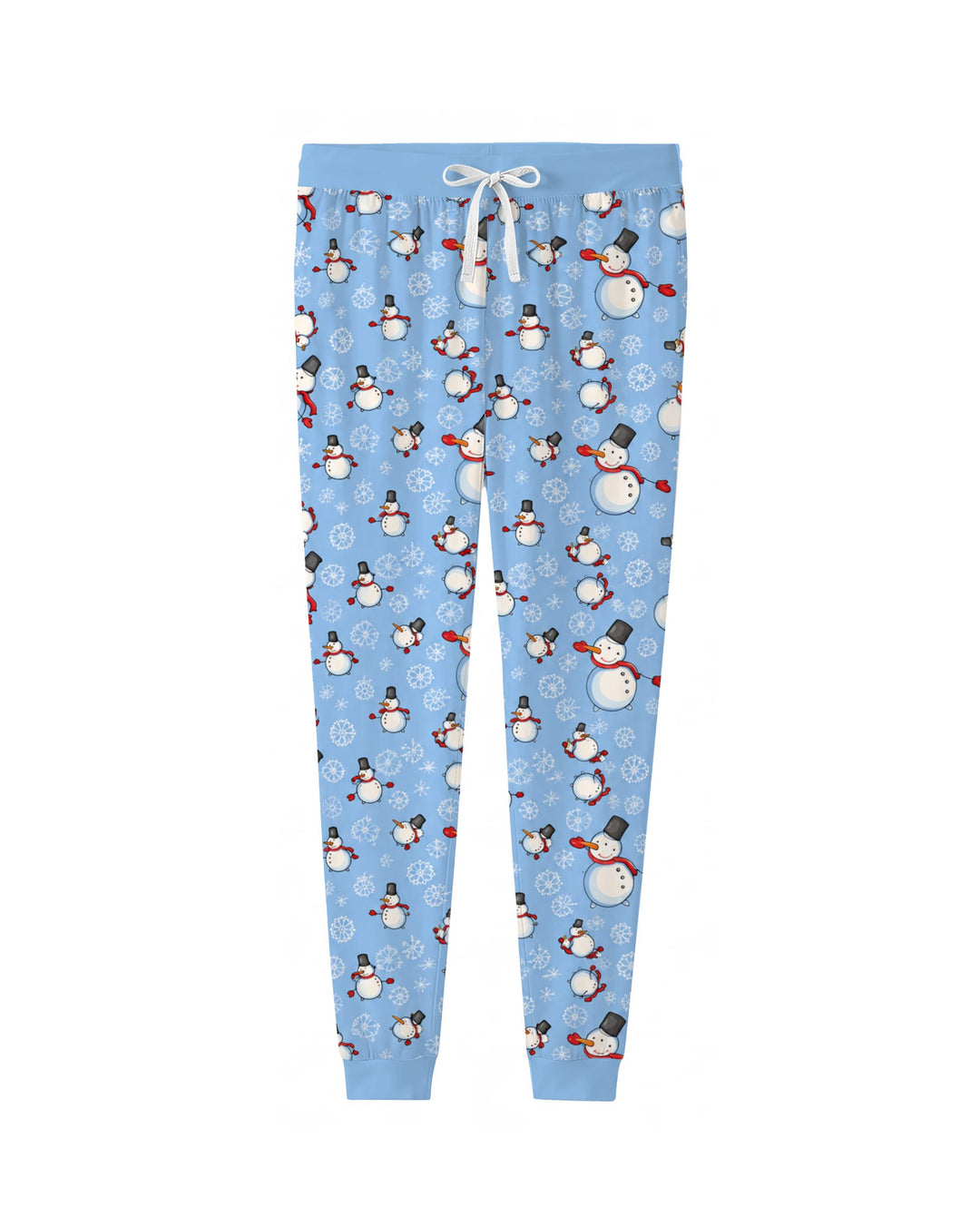 Cute Snowman Winter Snowflakes Seamless Pattern Bamboo Women Pajama Set