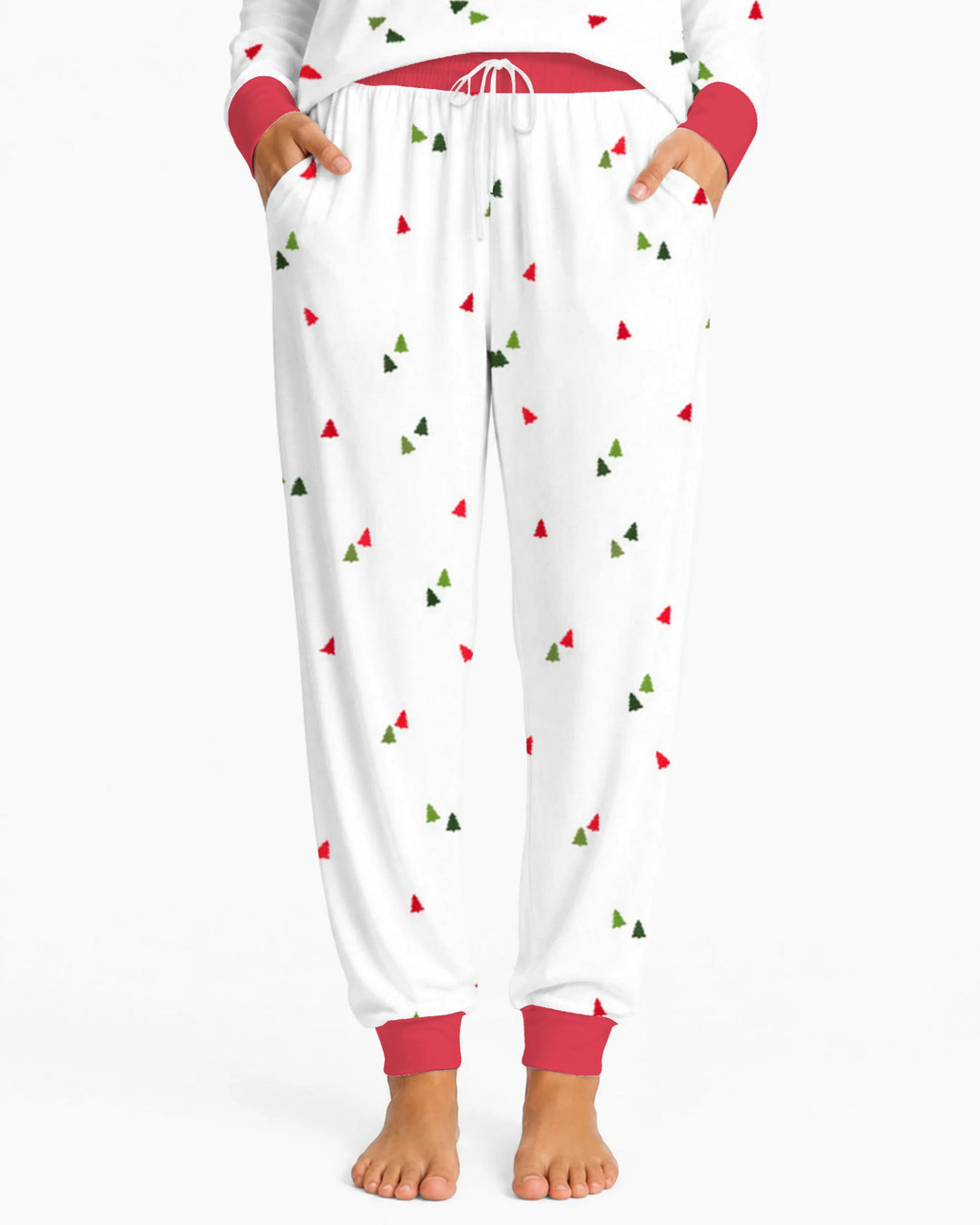 Minimalist Tiny Christmas Trees Seamless Pattern Bamboo Women Pajama Set