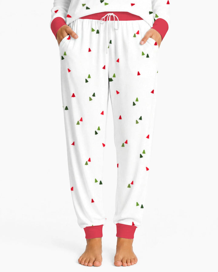 Minimalist Tiny Christmas Trees Seamless Pattern Bamboo Women Pajama Set