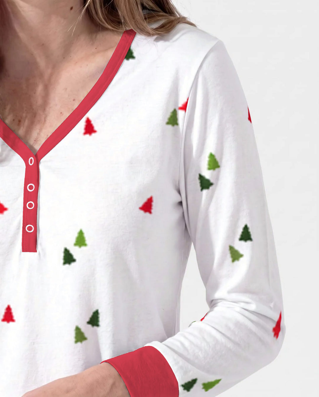 Minimalist Tiny Christmas Trees Seamless Pattern Bamboo Women Pajama Set