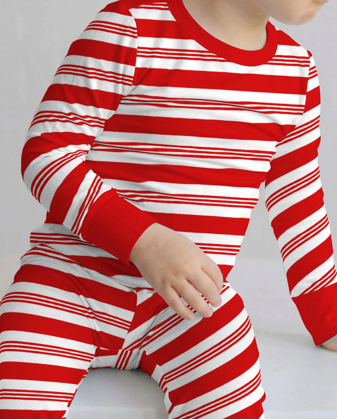 Classic Red Candy Cane Stripes Bamboo Two Piece Long Sleeve Pajama Set
