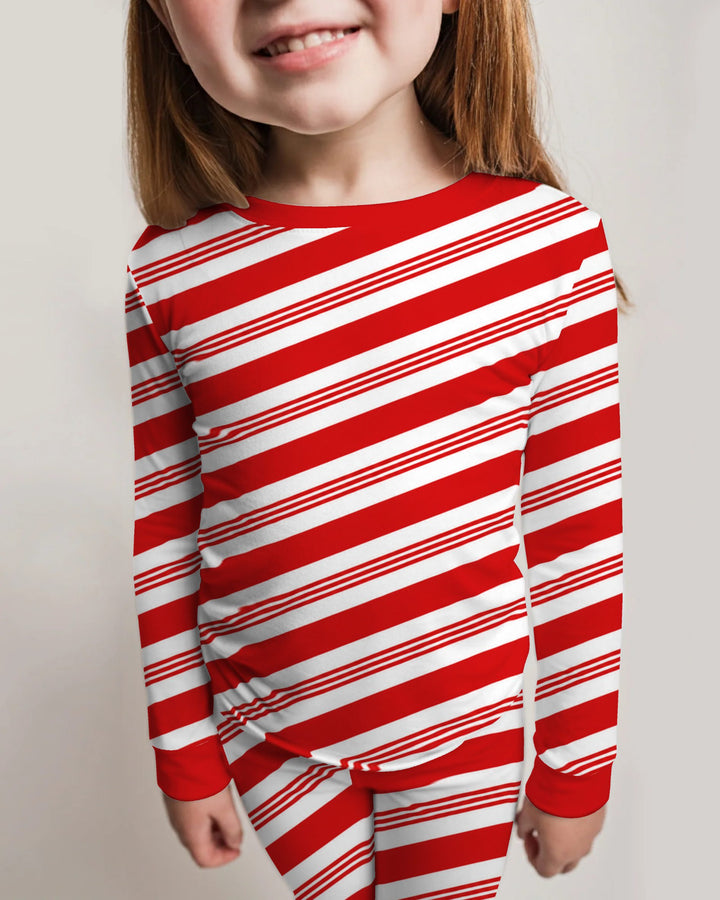 Classic Red Candy Cane Stripes Bamboo Two Piece Long Sleeve Pajama Set
