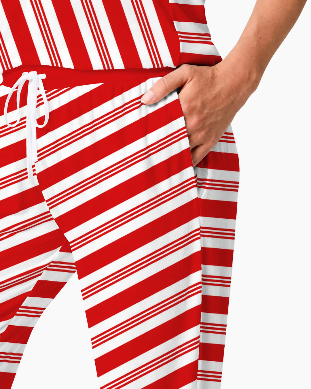 Classic Red Candy Cane Stripes Bamboo Women Pajama Set