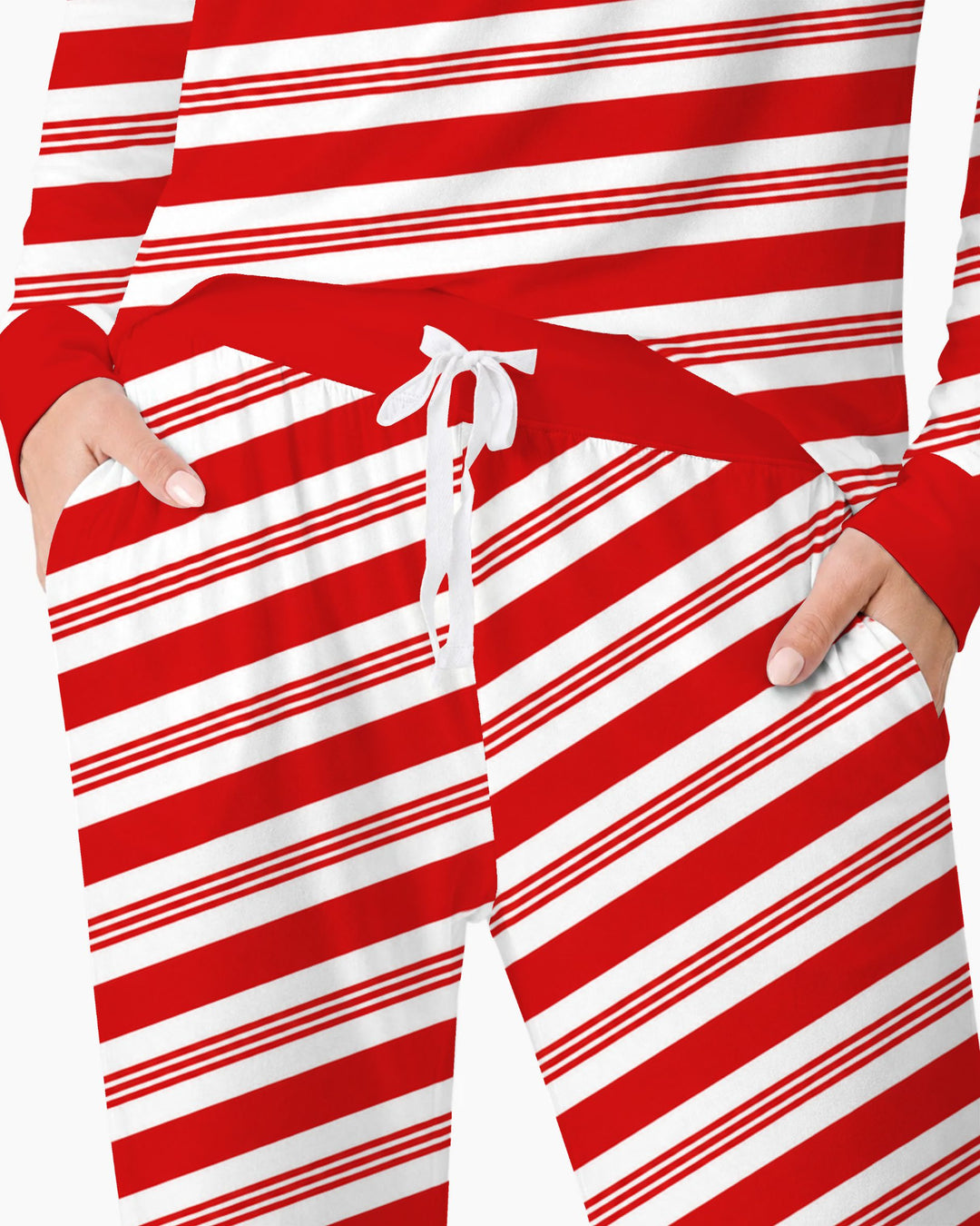 Classic Red Candy Cane Stripes Bamboo Women Pajama Set