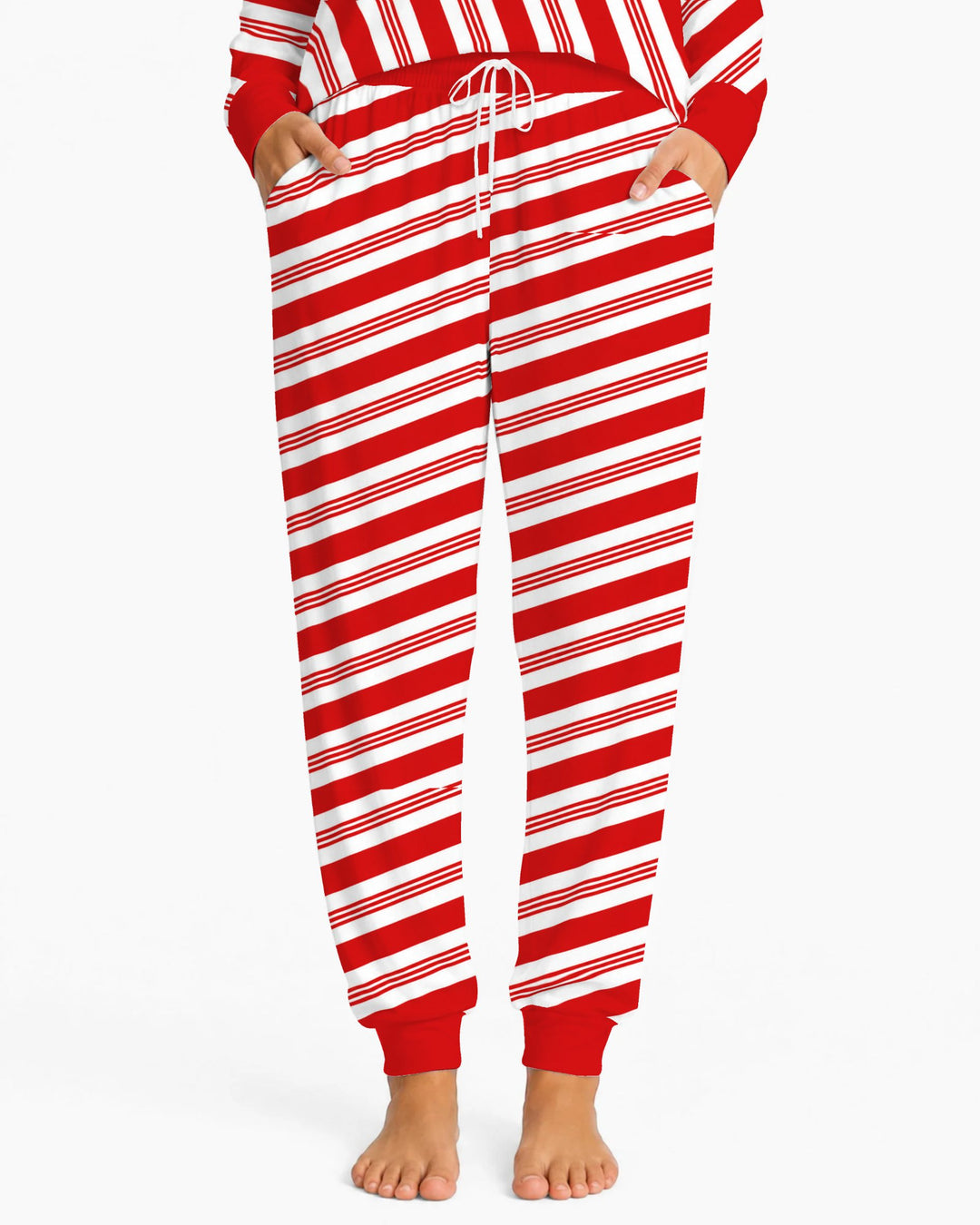 Classic Red Candy Cane Stripes Bamboo Women Pajama Set