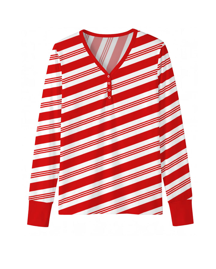 Classic Red Candy Cane Stripes Bamboo Women Pajama Set