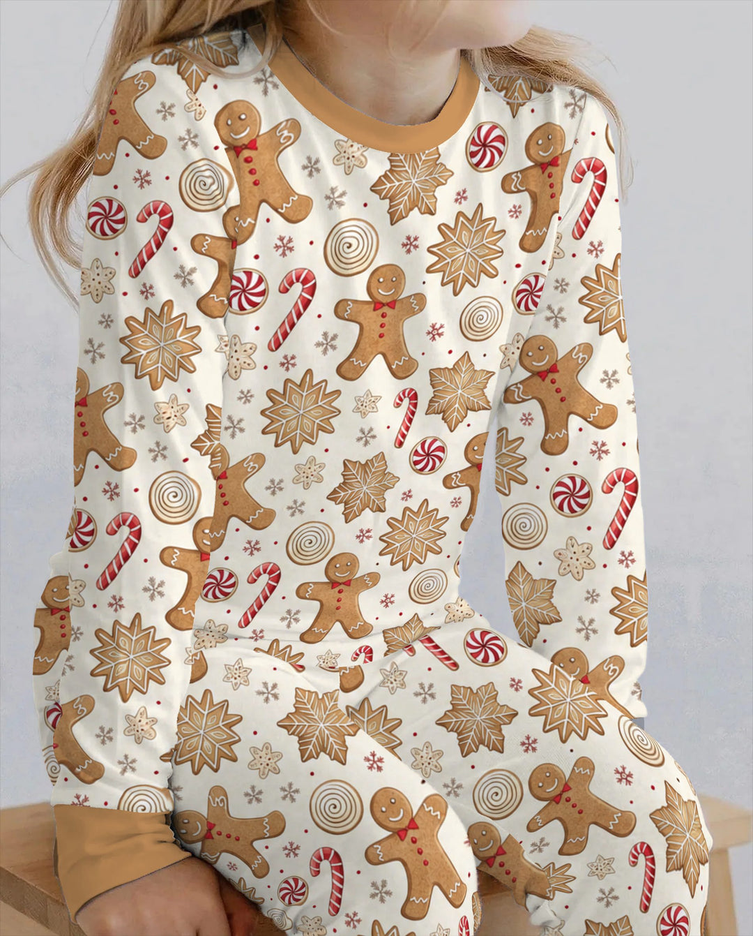 Gingerbread Man Christmas Cookies Bamboo Two Piece Long Sleeve Pajama Set