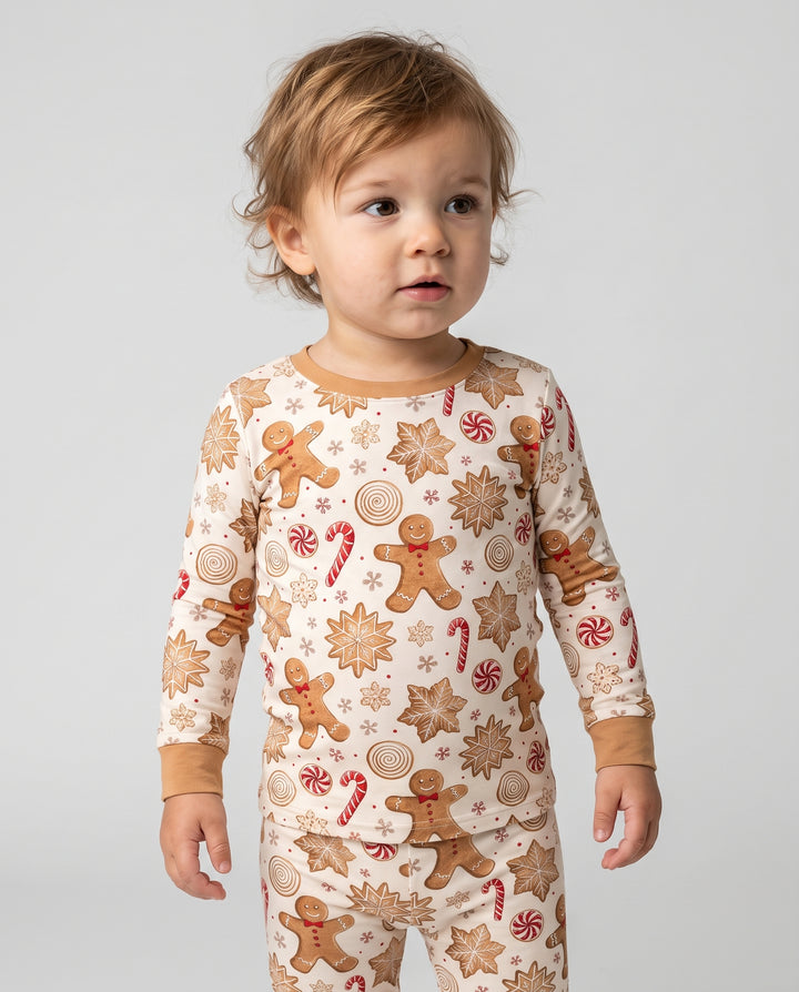 Gingerbread Man Christmas Cookies Bamboo Two Piece Long Sleeve Pajama Set