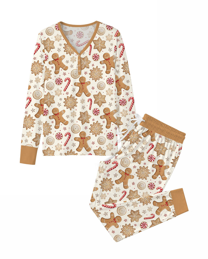Gingerbread Man Christmas Cookies Bamboo Women Pajama Set