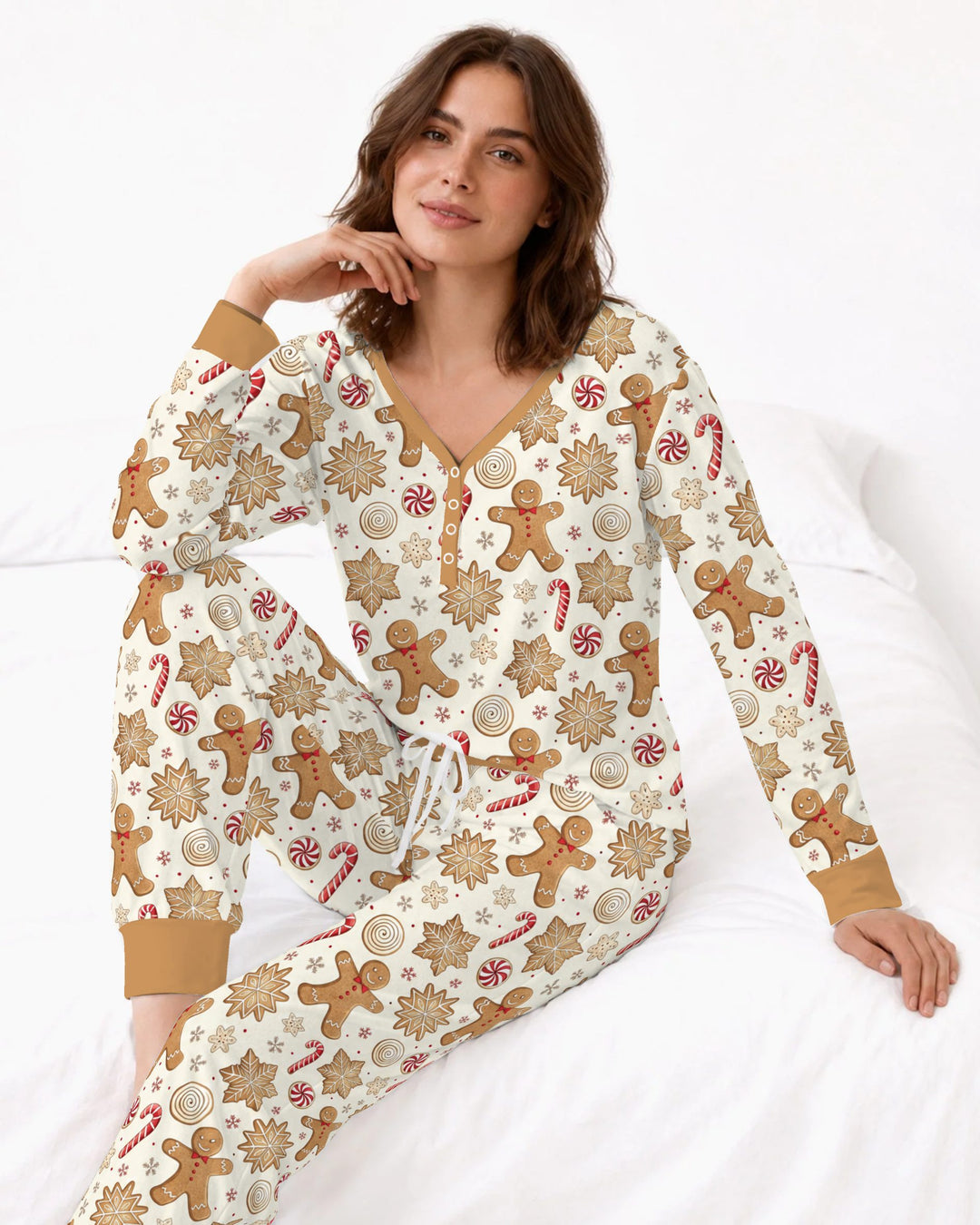 Gingerbread Man Christmas Cookies Bamboo Women Pajama Set