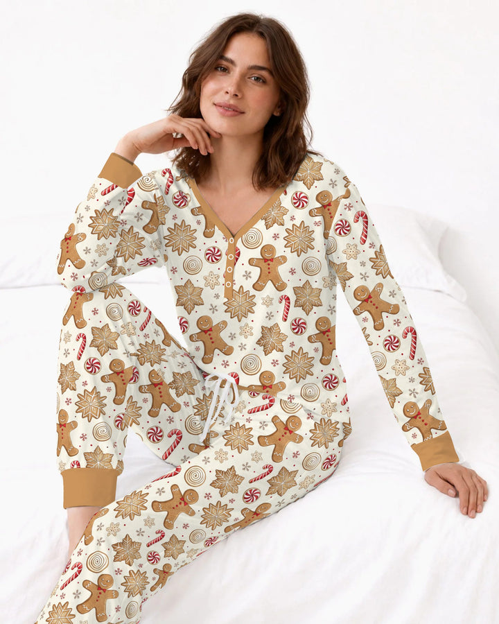 Gingerbread Man Christmas Cookies Bamboo Women Pajama Set