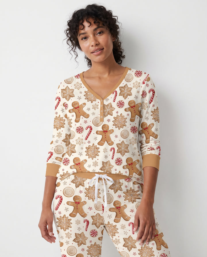 Gingerbread Man Christmas Cookies Bamboo Women Pajama Set
