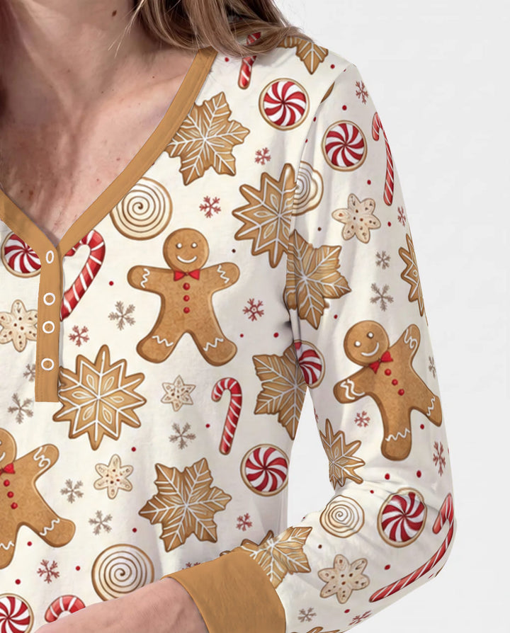 Gingerbread Man Christmas Cookies Bamboo Women Pajama Set