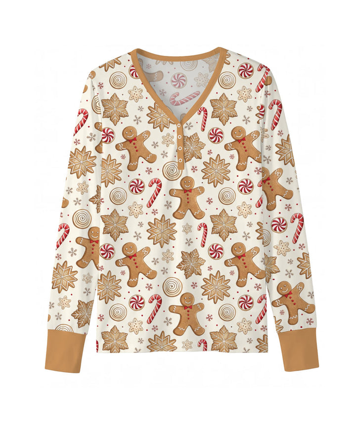 Gingerbread Man Christmas Cookies Bamboo Women Pajama Set