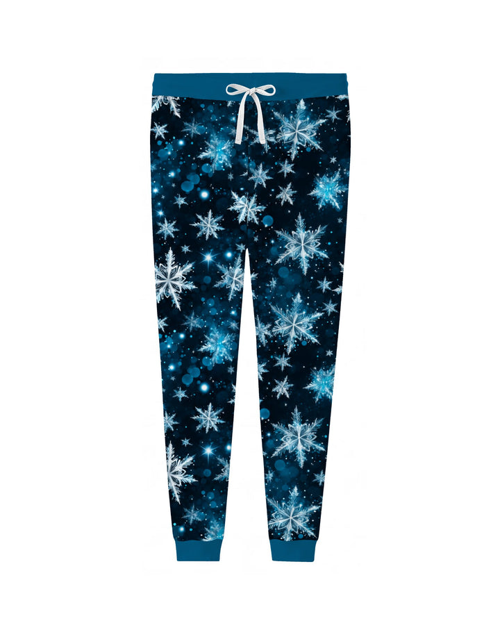 Midnight Blue Sparkling Snowflakes Bamboo Women Pajama Set