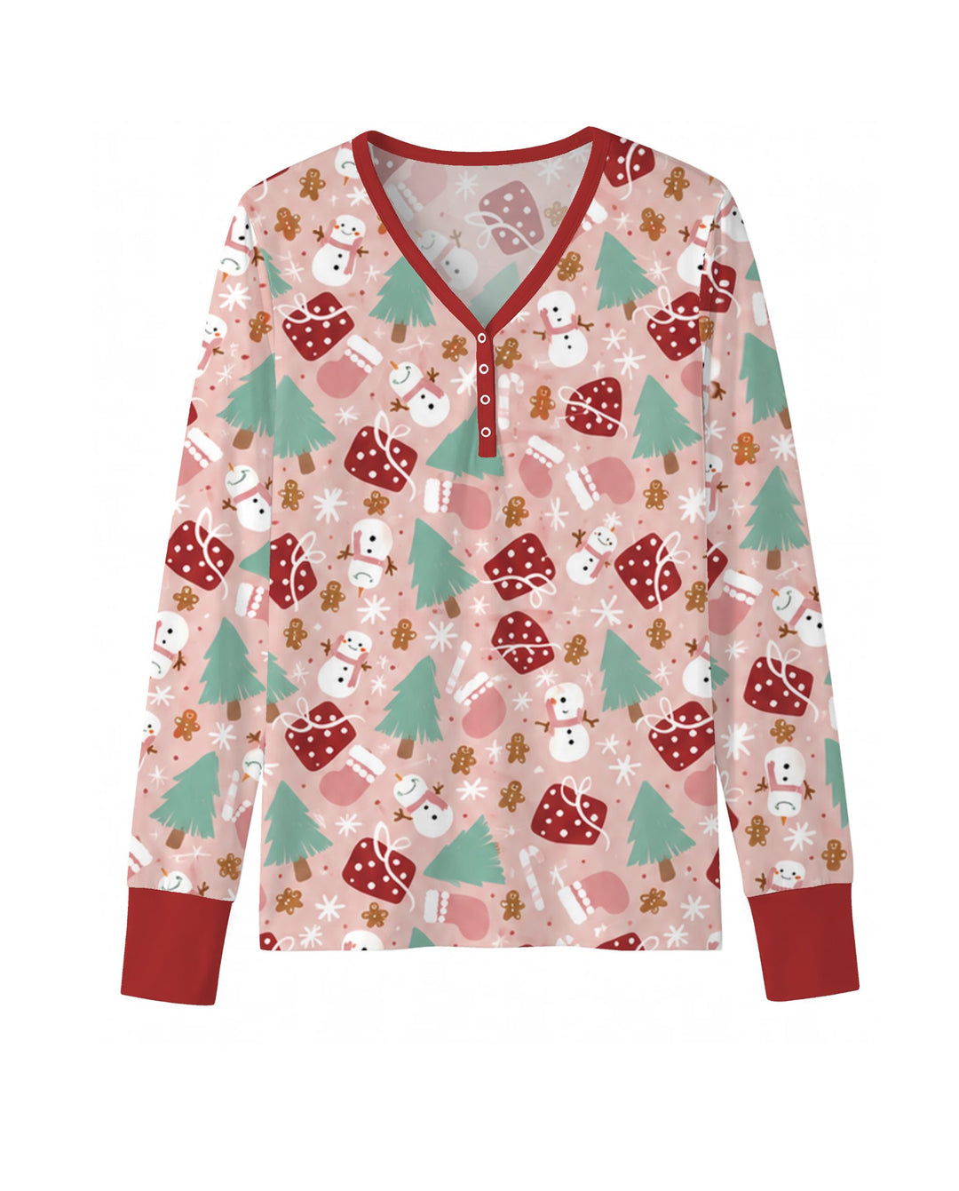 Pink Christmas Snowman Wonderland Bamboo Women Pajama Set