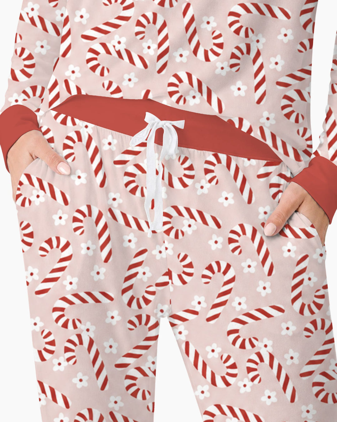 Blush Pink Candy Cane Delight Bamboo Women Pajama Set