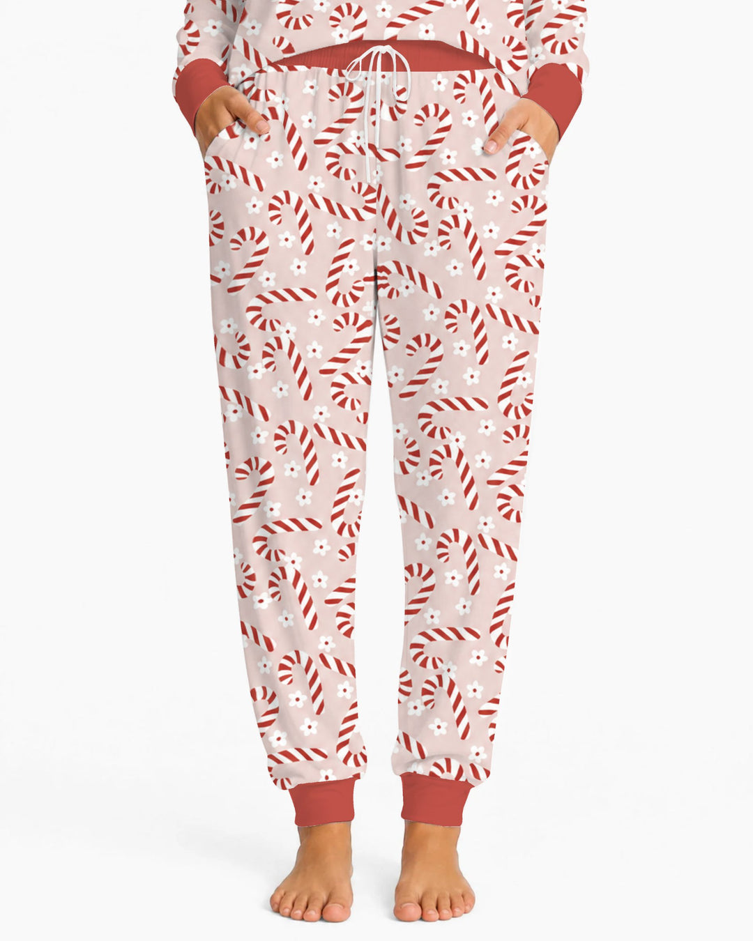 Blush Pink Candy Cane Delight Bamboo Women Pajama Set