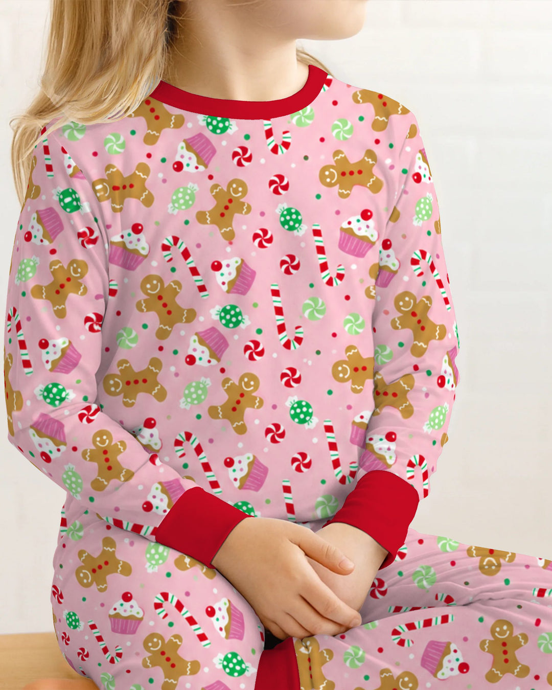 Pink Gingerbread Sweet Treats Bamboo Two Piece Long Sleeve Pajama Set