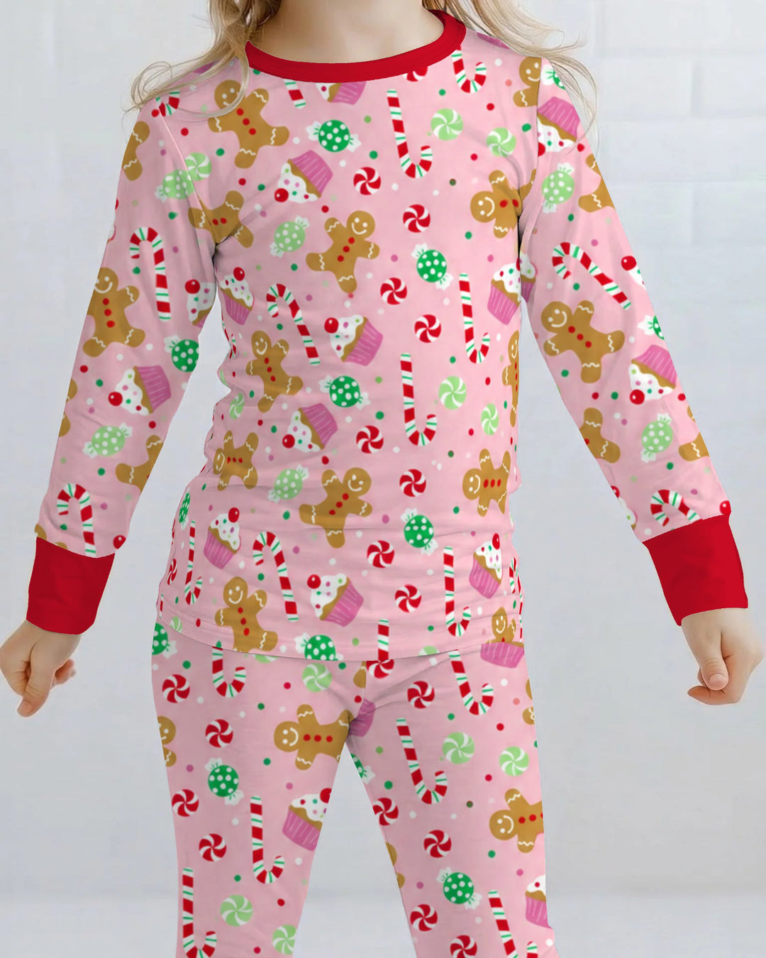 Pink Gingerbread Sweet Treats Bamboo Two Piece Long Sleeve Pajama Set