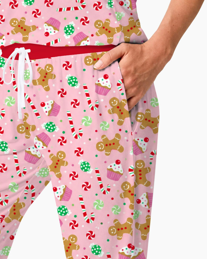 Pink Gingerbread Sweet Treats Bamboo Women Pajama Set