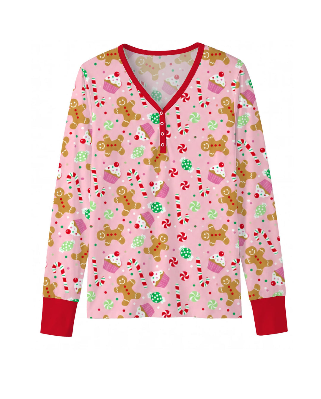 Pink Gingerbread Sweet Treats Bamboo Women Pajama Set