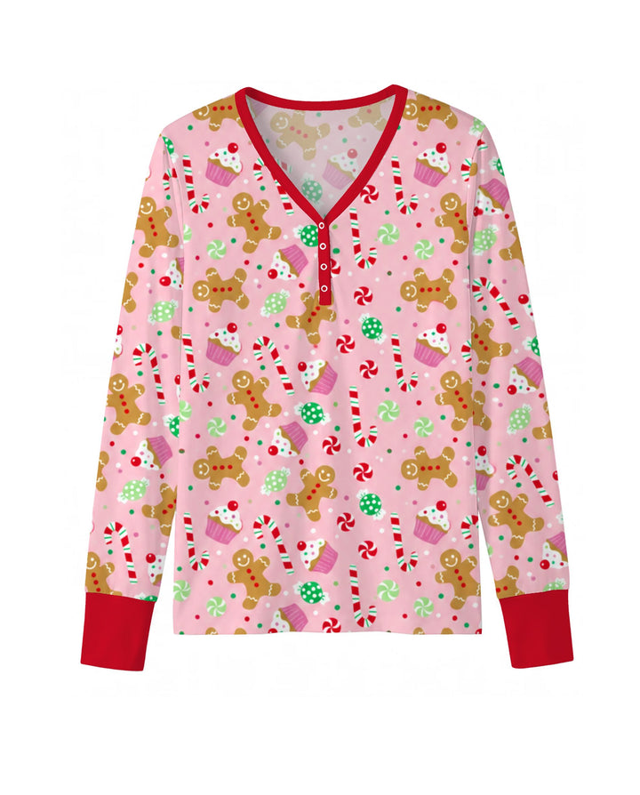 Pink Gingerbread Sweet Treats Bamboo Women Pajama Set