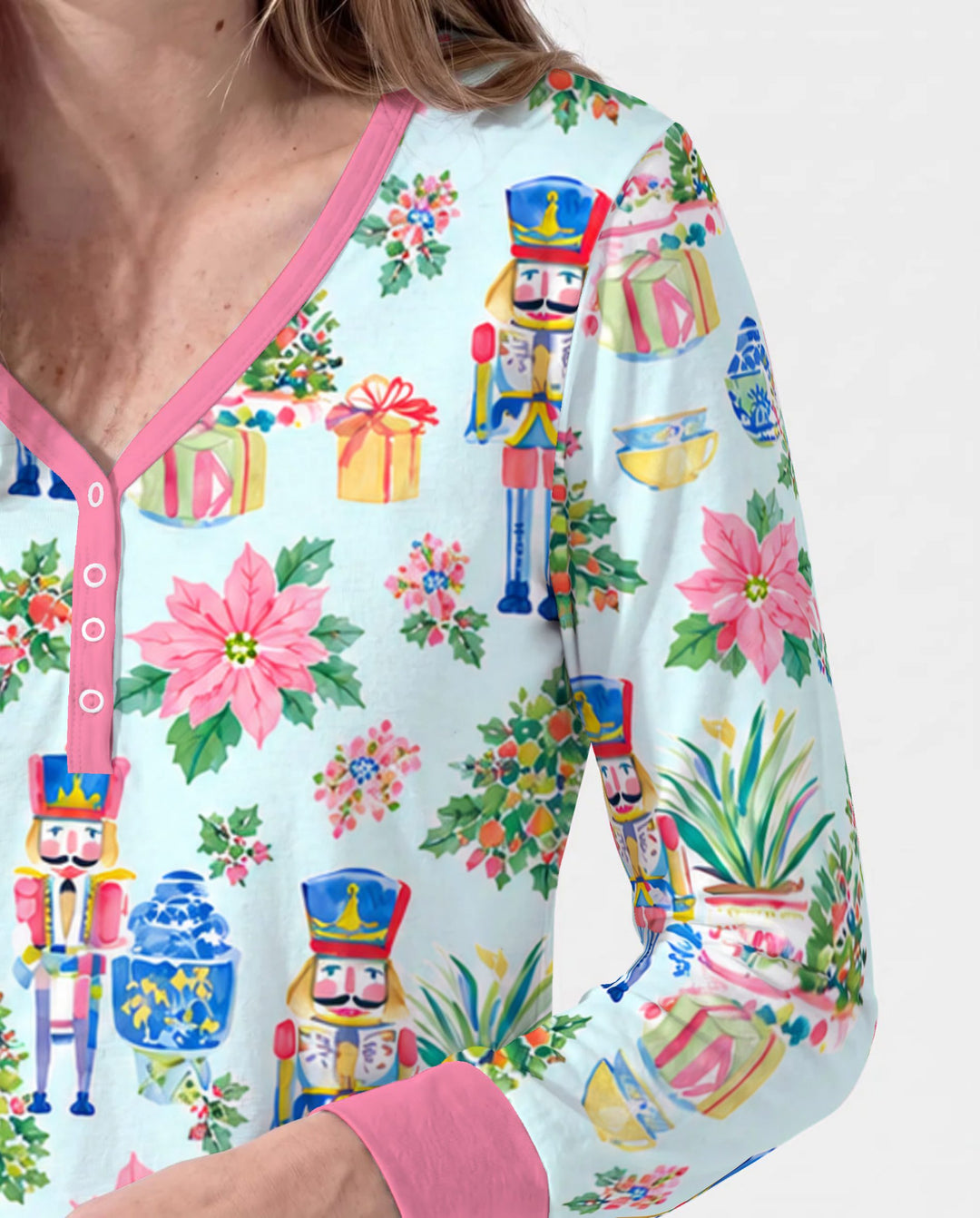 Nutcracker Christmas Chinoiserie Bamboo Women Pajama Set