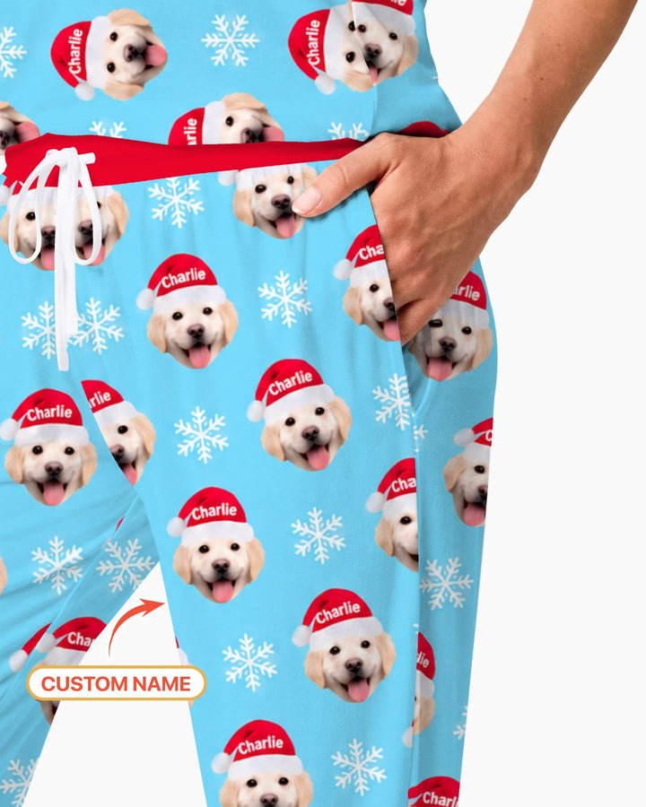 Custom Name Golden Retriever Santa Christmas Bamboo Women Pajama Set