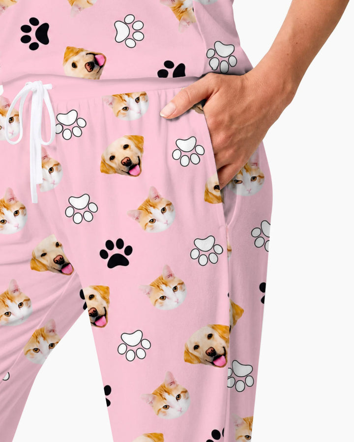 Pink Christmas Cats and Dogs Bamboo Women Pajama Set