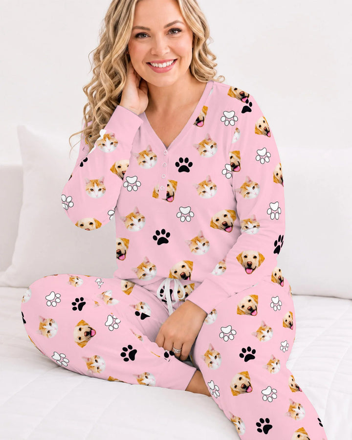 Pink Christmas Cats and Dogs Bamboo Women Pajama Set