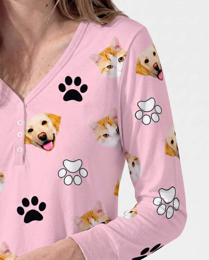 Pink Christmas Cats and Dogs Bamboo Women Pajama Set
