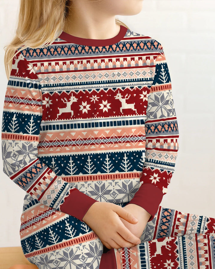 Scandinavian Reindeer Winter Knit Bamboo Two Piece Long Sleeve Pajama Set