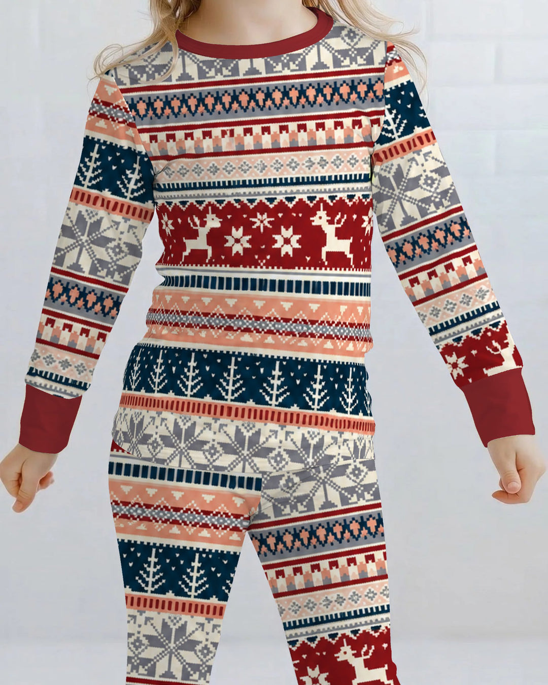 Scandinavian Reindeer Winter Knit Bamboo Two Piece Long Sleeve Pajama Set