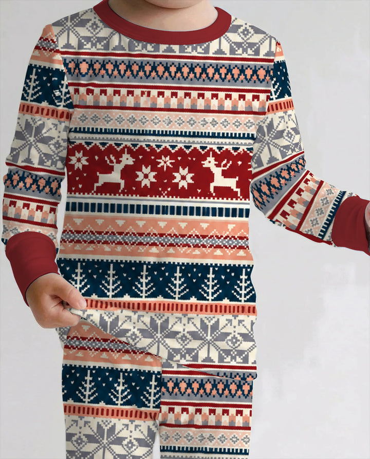 Scandinavian Reindeer Winter Knit Bamboo Two Piece Long Sleeve Pajama Set