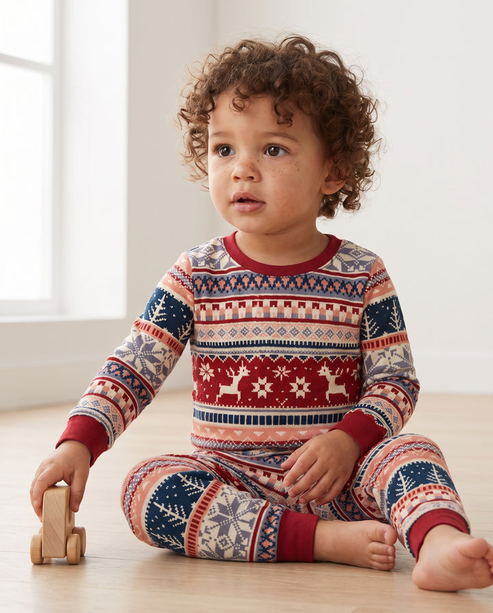 Scandinavian Reindeer Winter Knit Bamboo Two Piece Long Sleeve Pajama Set