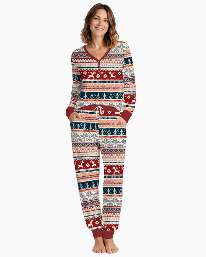 Scandinavian Reindeer Winter Knit Bamboo Women Pajama Set
